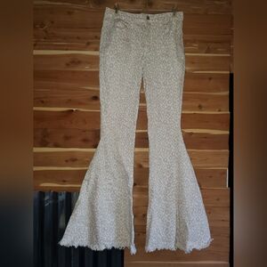 Altar'd State Cream Flare Wide Leg Jeans